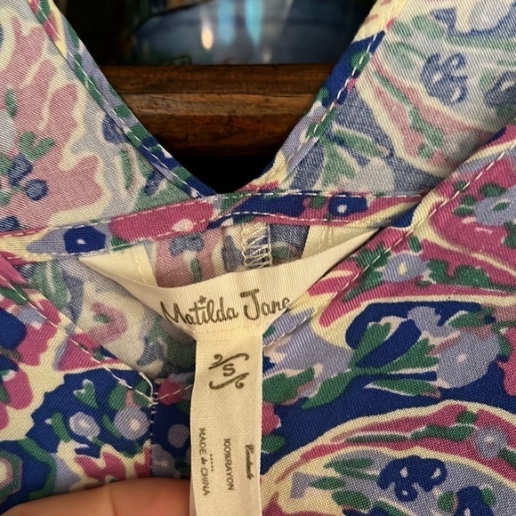 MATILDA JANE In the Maze Asymmetrical Blue/Pink/Cream Paisley Top, Small, EUC. - Picture 6 of 10